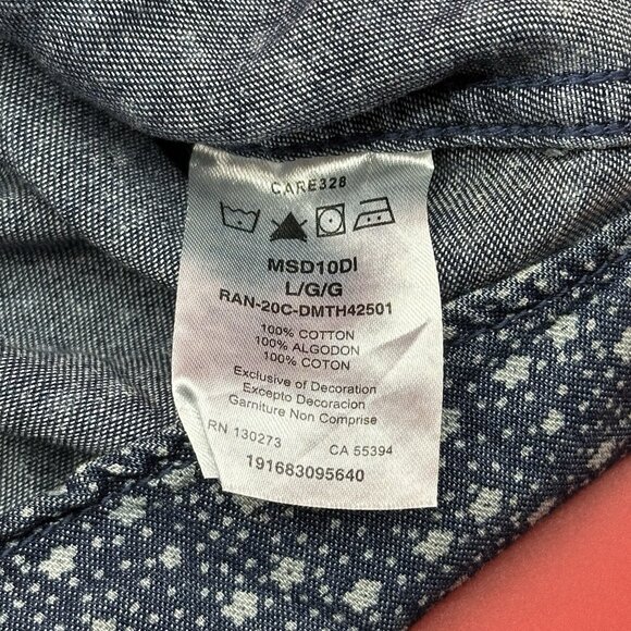 Wrangler Western Men's Size Large Blue Star Print Pearl Snap Rodeo Cowboy Shirt - Picture 5 of 11